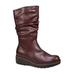 GC Shoes Women's Dange Slouchy Lug Sole Wedge Boots Burgundy Size 8